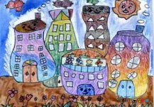 儿童画春天：春天在桃花里