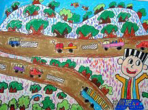 儿童画春天：春天种在村庄里