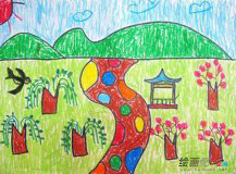 儿童画春天：关于春雨