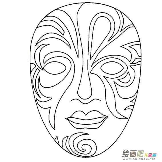 脸谱简笔画:五彩的脸谱 脸谱简笔画:五彩的脸谱