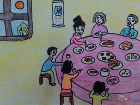 中秋节儿童画:团团圆圆过中秋 中秋节儿童画:团团圆圆过中秋