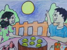 中秋节儿童画：人在中秋