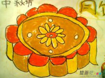 中秋节儿童画：花果飘香时中秋月圆夜