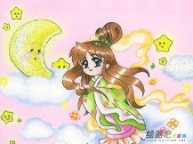 中秋节儿童画：又逢中秋望月时