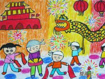 中秋节儿童画：中秋夜思