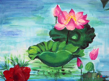 水粉画:美丽的荷花 水粉画:美丽的荷花