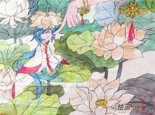 水彩画：露出嫩黄色的小莲蓬