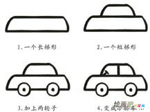 小汽车简笔画：地上跑的小轿车