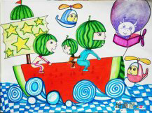 水彩画：炫酷的西瓜船