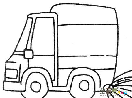 小汽车简笔画：洒水车