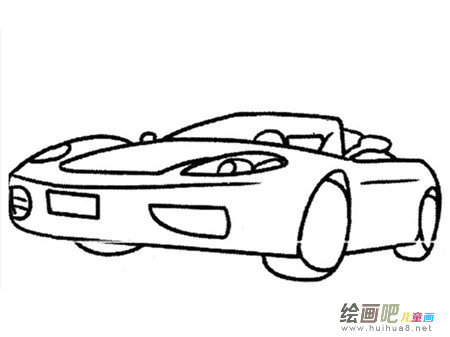 小汽车简笔画：敞篷的跑车