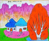 儿童画秋天： 秋天的果园