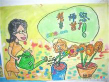 教师节儿童画：教诲如春风,师恩似海深