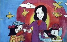 教师节儿童画：秋菊一束献给老师