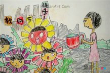 教师节儿童画：教师节颂歌