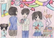 教师节儿童画：教师节的早上