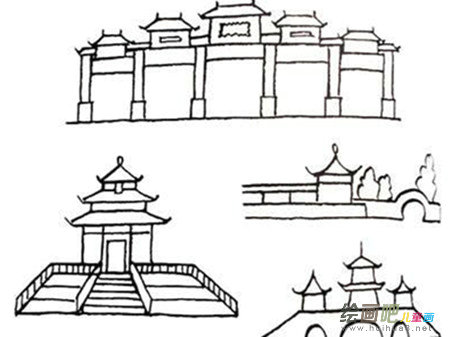 天安门简笔画：天安门城楼前合影