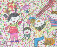 庆元旦儿童画：快乐的元旦之夜