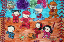 春节儿童画：关于欢度春节的儿童画2017