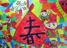 春节儿童画：欢度春节儿童画素材精选