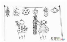 灯笼简笔画：简笔画灯笼的画法