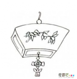 灯笼简笔画：扇形灯笼简笔画