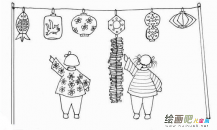 灯笼简笔画：花灯简笔画