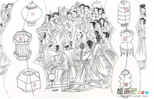 灯笼简笔画：千门灯火夜似昼