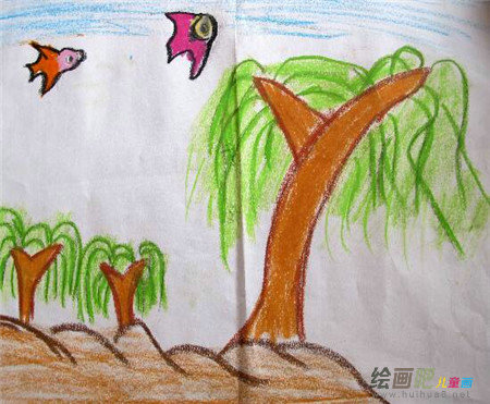 儿童画春天:美丽的校园儿童画 儿童画春天:美丽的校园儿童画