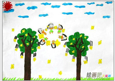 儿童画春天:春天是个美丽的季节 儿童画春天:春天是个美丽的季节