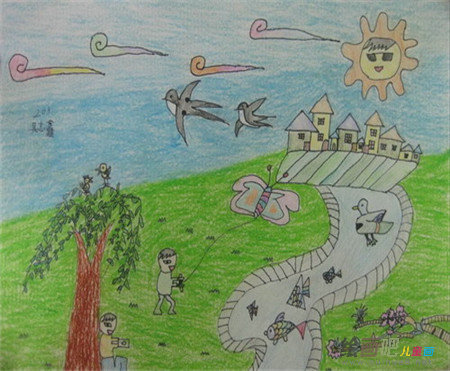 儿童画春天:春天的美景 儿童画春天:春天的美景