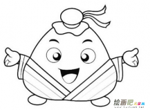 粽子简笔画：吃粽子