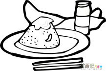 粽子简笔画：烧肉粽