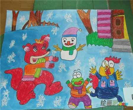 庆元旦儿童画：祝你元旦快乐