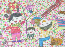 春节儿童画：春节灯会