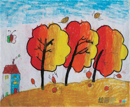 儿童画秋天：公园的秋天