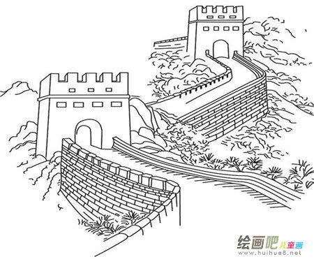 长城简笔画:长城景色 长城简笔画:长城景色