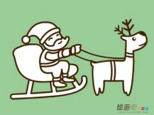 圣诞老人简笔画：坐飞机