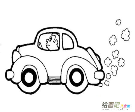 小汽车简笔画：卡车、轿车和公共汽车