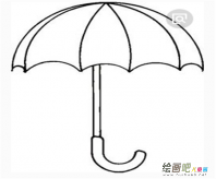 雨伞简笔画：一把蓝色的雨伞
