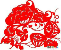 剪纸图案大全：蝴蝶采蜜