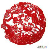 剪纸图案大全：梅莲窗花剪纸