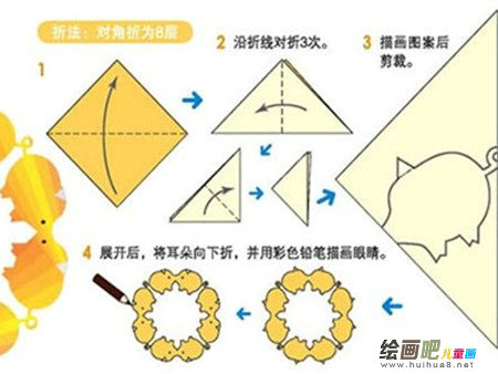 剪纸图案大全：小猪动物剪纸
