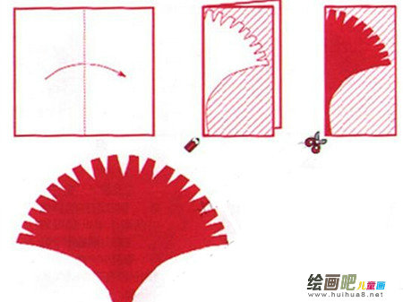 剪纸图案大全：红色的扇子