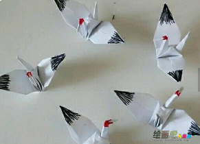 折纸大全：唯美的丹顶鹤折纸教程-仙鹤齐飞