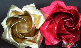 折纸大全:八瓣川崎玫瑰折法图解 折纸大全:八瓣川崎玫瑰折法图解