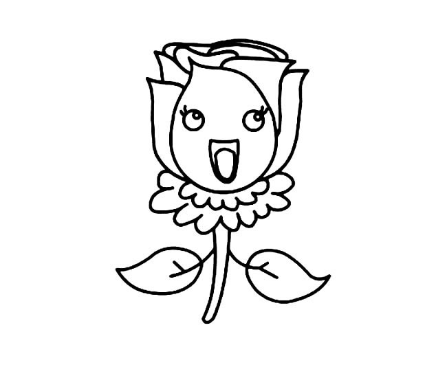 卡通玫瑰花简笔画图片