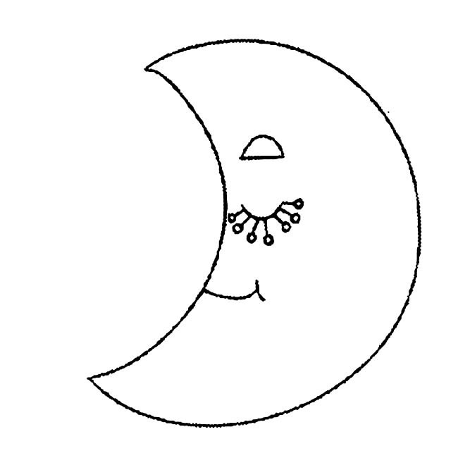 卡通弯弯月亮简笔画图片