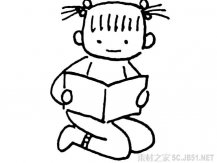 看书的小女孩简笔画图片