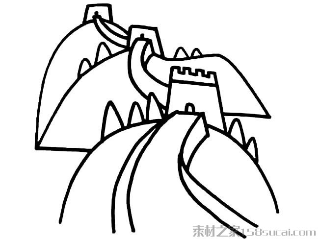 手绘长城简笔画图片